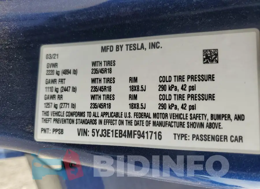 5YJ3E1EB4MF941716 Photo# 13