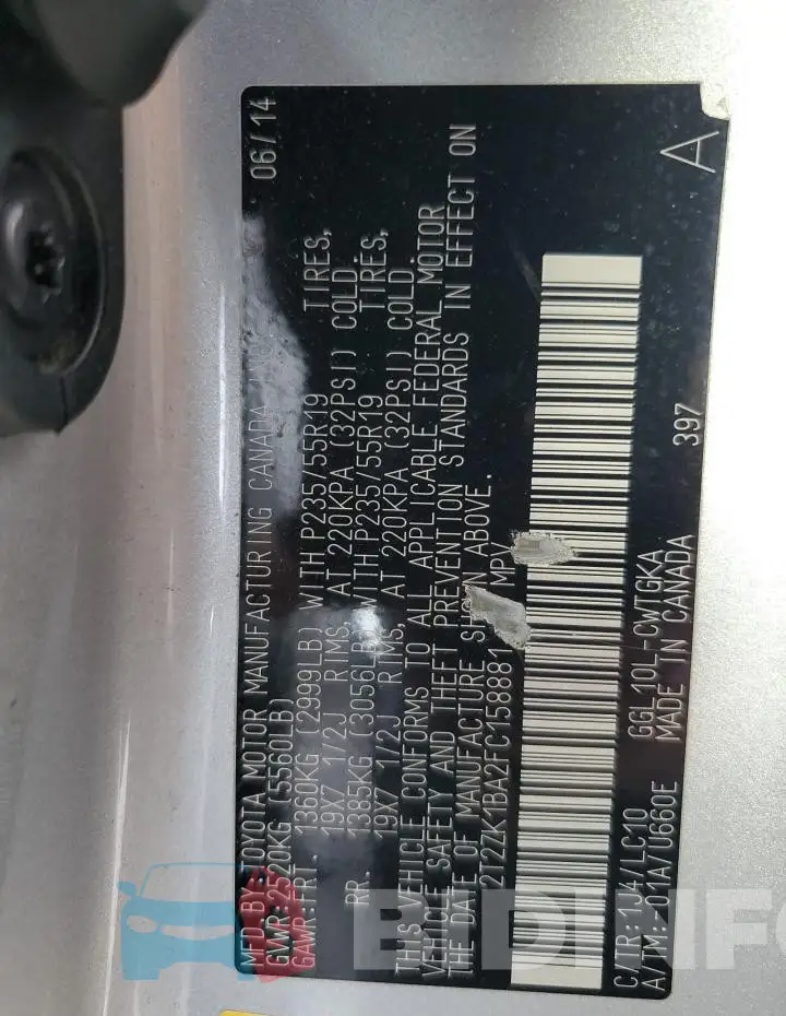 2T2ZK1BA2FC158881 Photo# 13