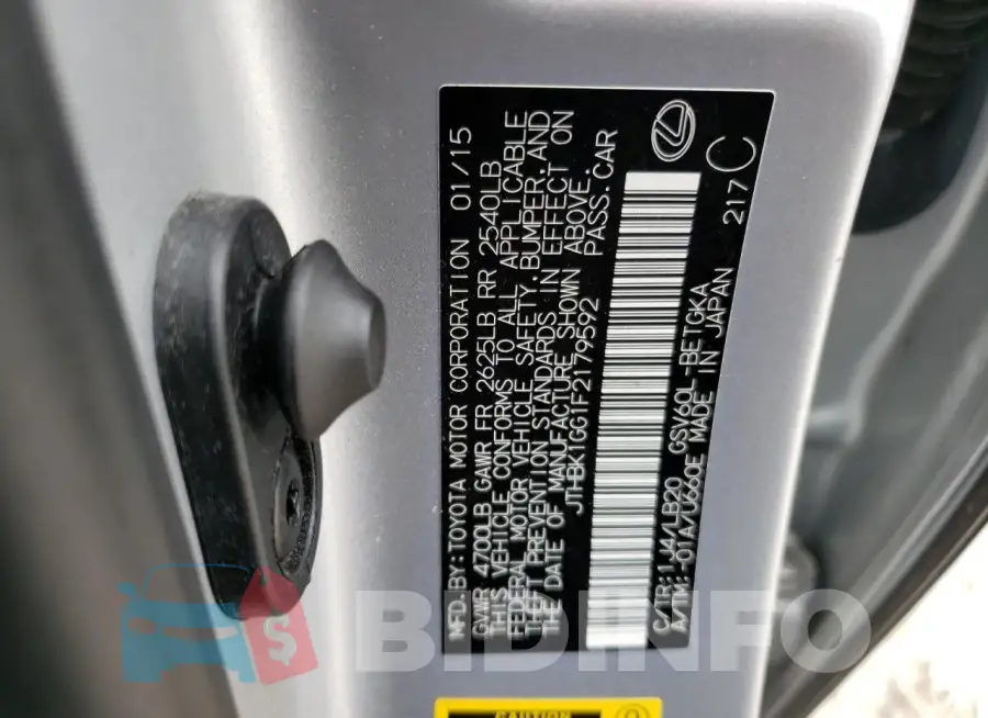 JTHBK1GG1F2179592 Photo# 12