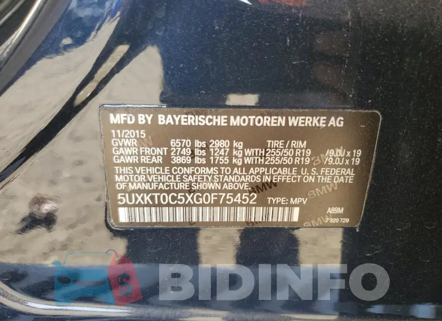 5UXKT0C5XG0F75452 Photo# 13