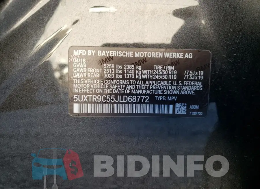 5UXTR9C55JLD68772 Photo# 14