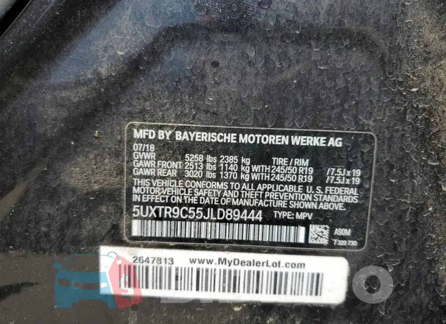 5UXTR9C55JLD89444 Photo# 13
