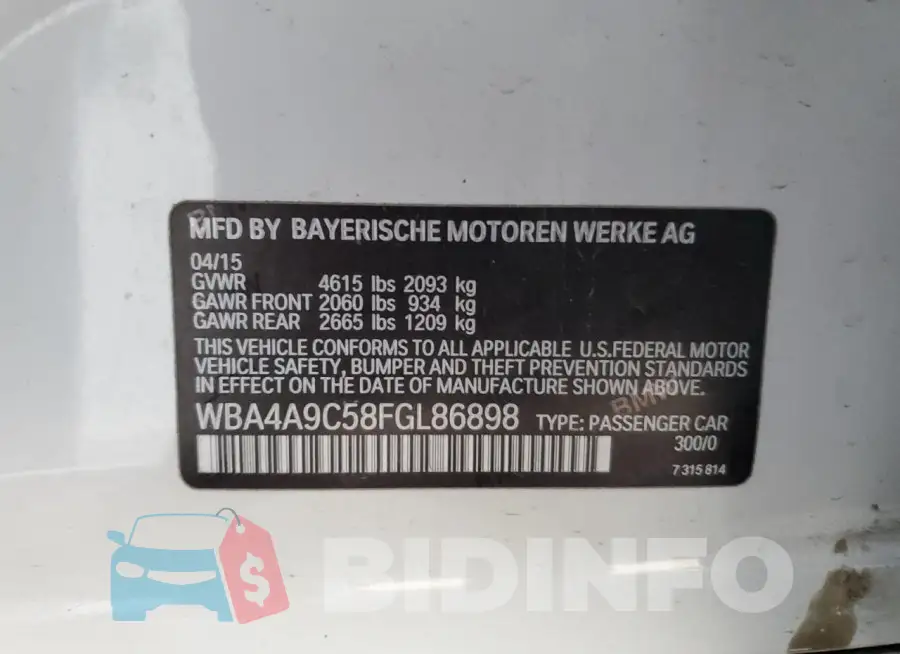 WBA4A9C58FGL86898 Photo# 12