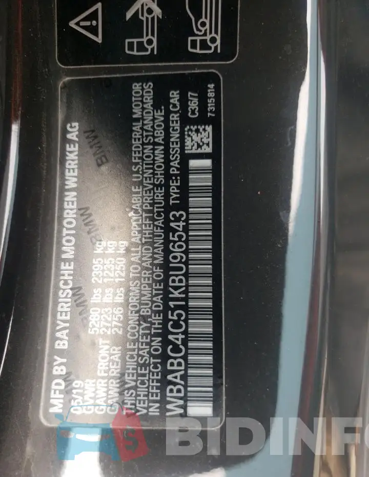 WBABC4C51KBU96543 Photo# 12