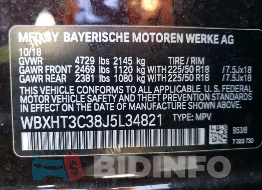 WBXHT3C38J5L34821 Photo# 14