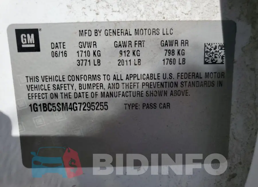 1G1BC5SM4G7295255 Photo# 12