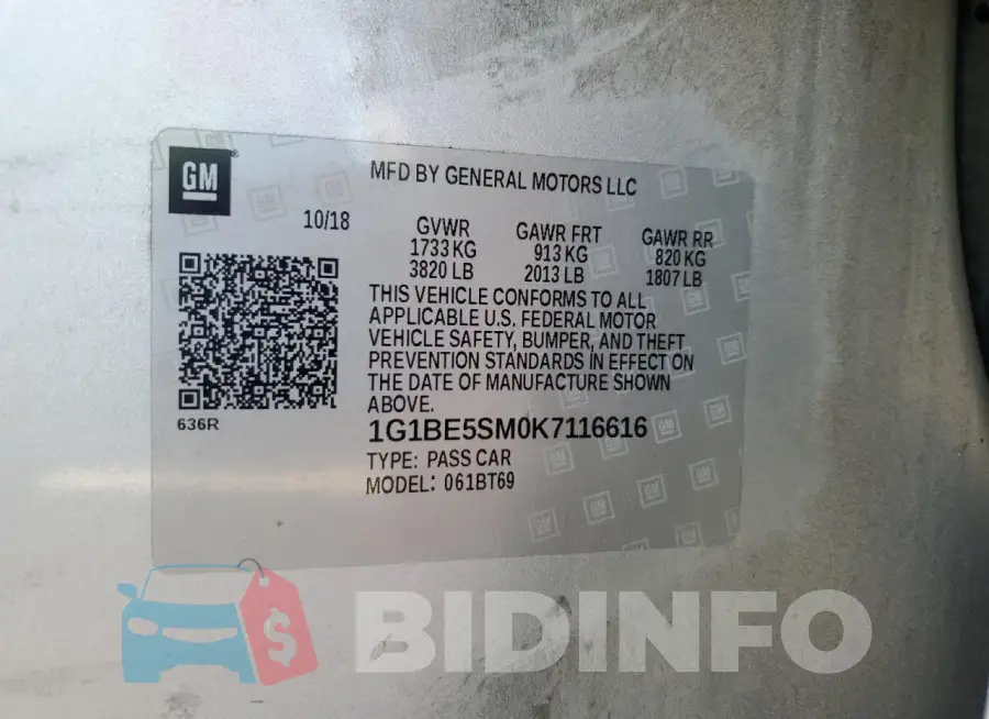 1G1BE5SM0K7116616 Photo# 12