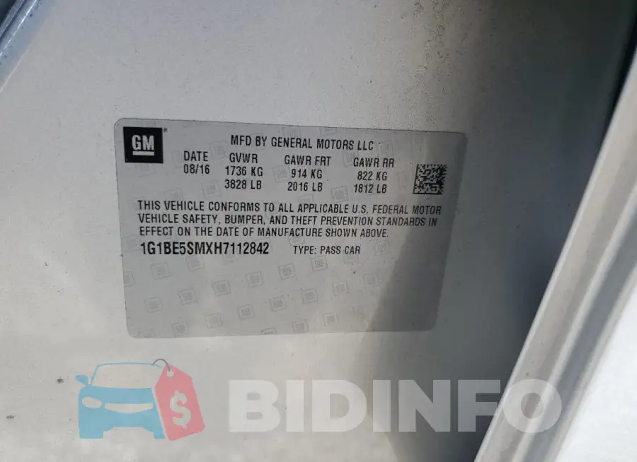 1G1BE5SMXH7112842 Photo# 12