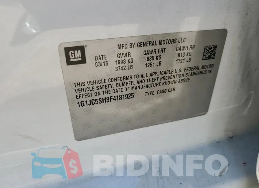 1G1JC5SH3F4181925 Photo# 12