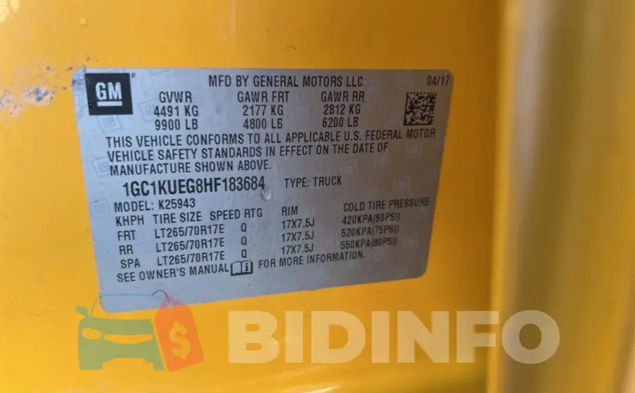 1GC1KUEG8HF183684 Photo# 10