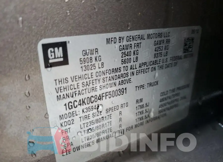 1GC4K0C84FF500391 Photo# 10