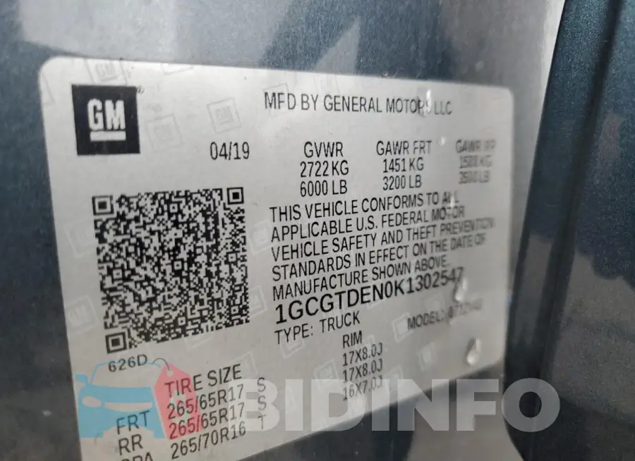 1GCGTDEN0K1302547 Photo# 13
