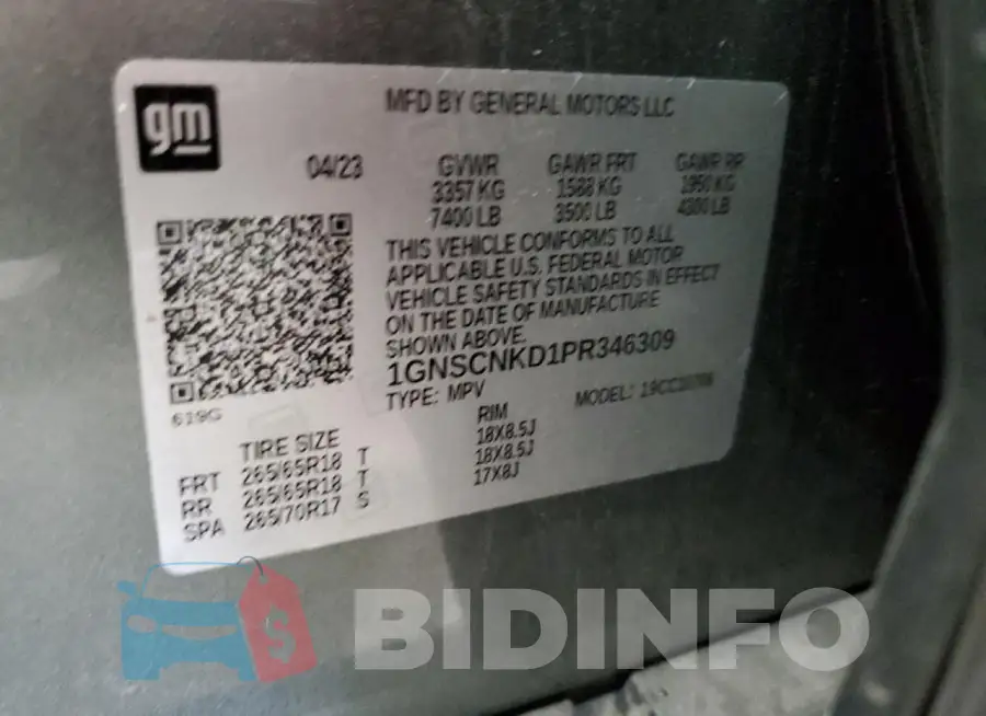 1GNSCNKD1PR346309 Photo# 14
