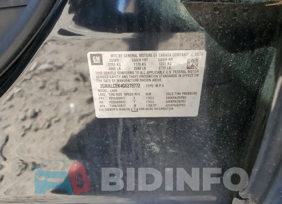 2GNALCEK4G6278772 Photo# 13