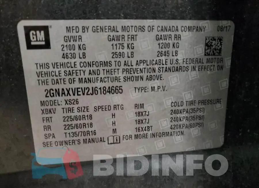 2GNAXVEV2J6184665 Photo# 13