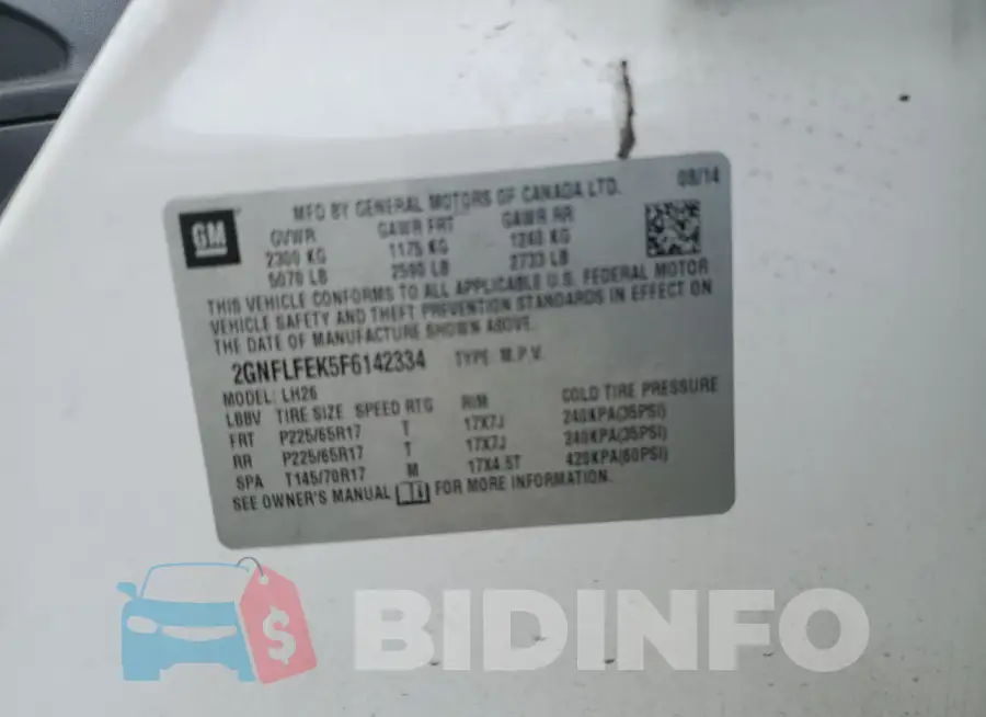 2GNFLFEK5F6142334 Photo# 13