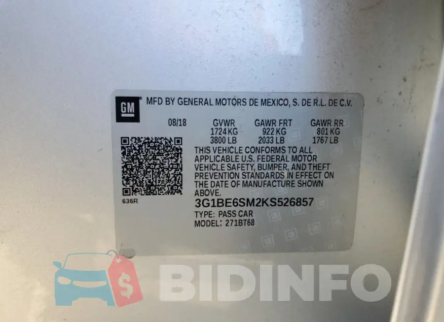 3G1BE6SM2KS526857 Photo# 13