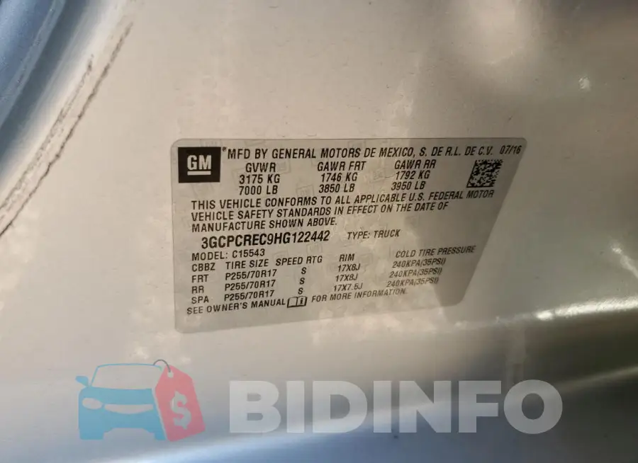 3GCPCREC9HG122442 Photo# 12