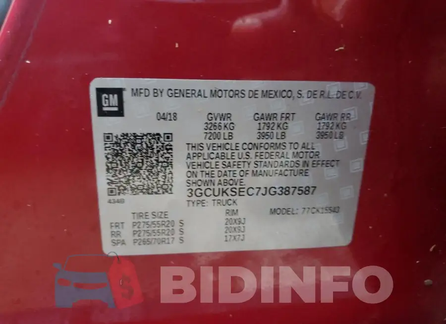 3GCUKSEC7JG387587 Photo# 13