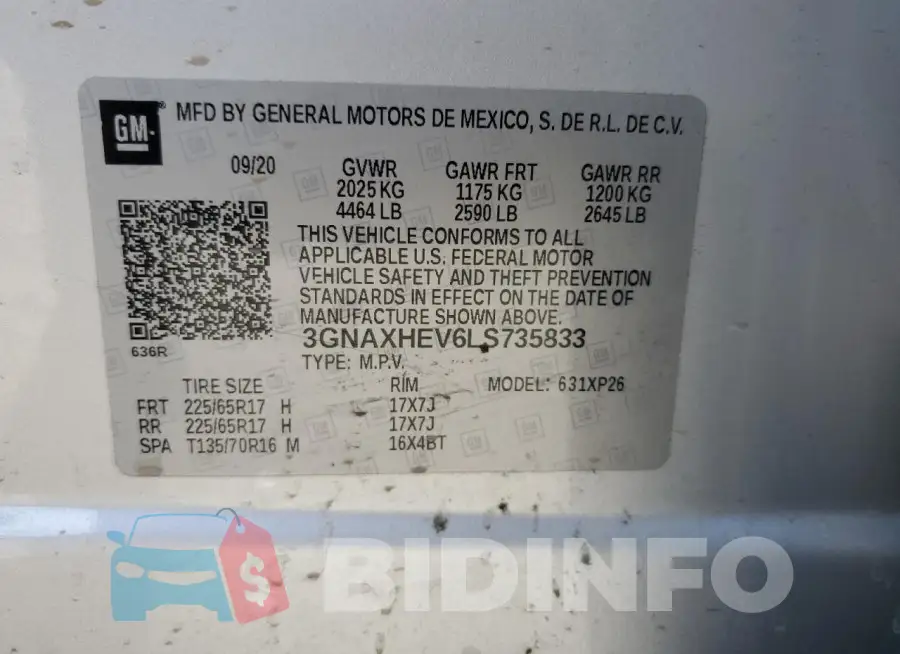 3GNAXHEV6LS735833 Photo# 13