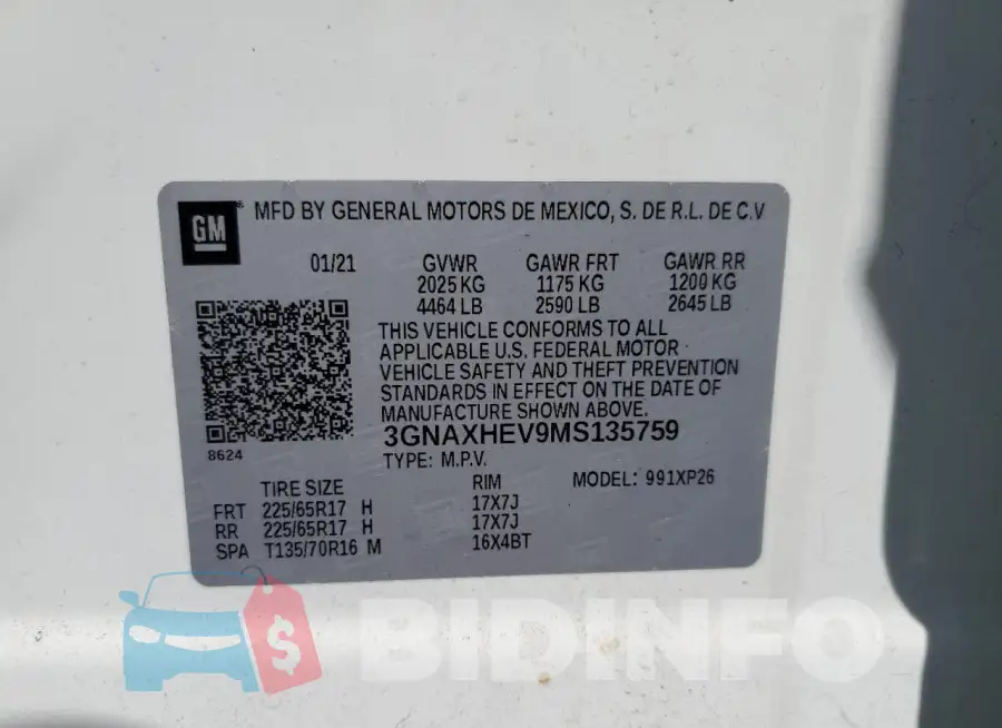 3GNAXHEV9MS135759 Photo# 13