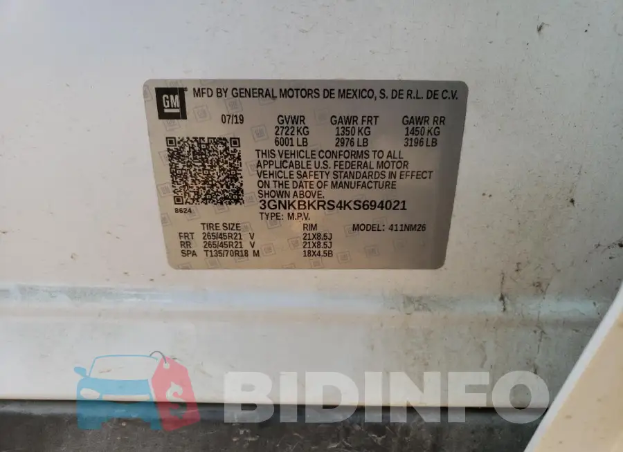 3GNKBKRS4KS694021 Photo# 13