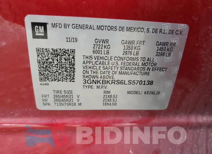 3GNKBKRS6LS570138 Photo# 13