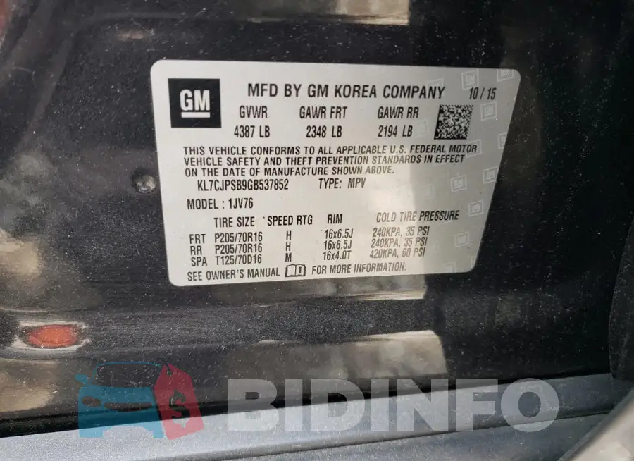 KL7CJPSB9GB537852 Photo# 13