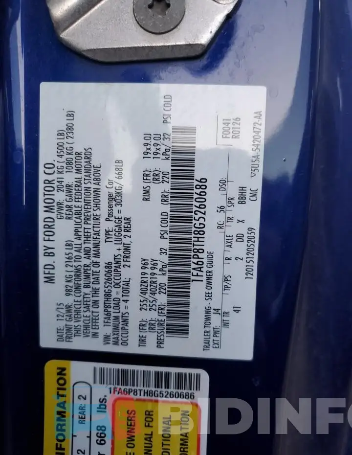 1FA6P8TH8G5260686 Photo# 12