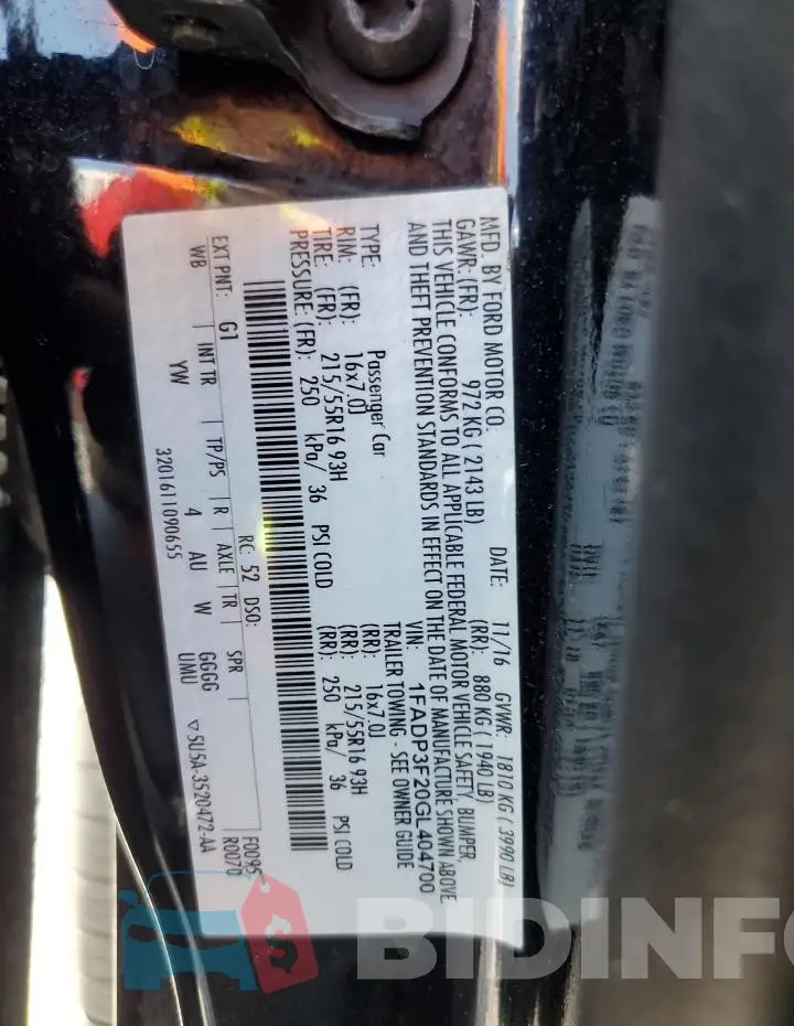 1FADP3F20GL404700 Photo# 13
