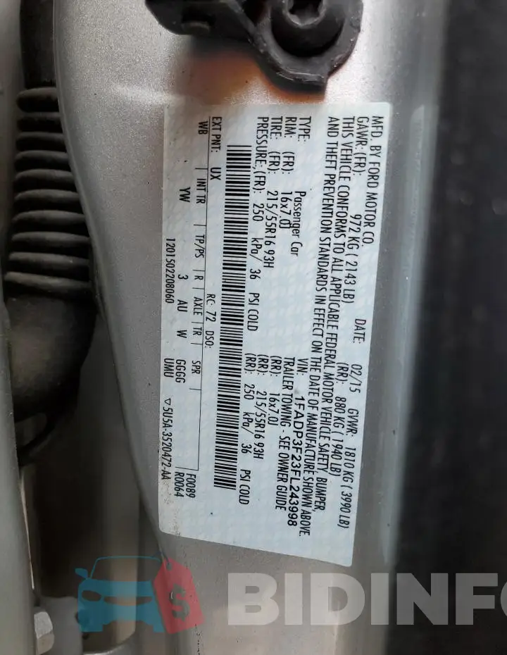 1FADP3F23FL243998 Photo# 13