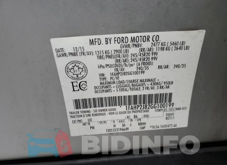 1FAHP2J82GG100199 Photo# 12