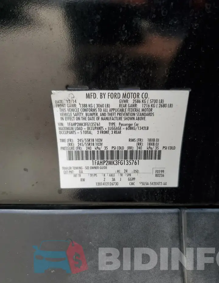 1FAHP2MK3FG135761 Photo# 12