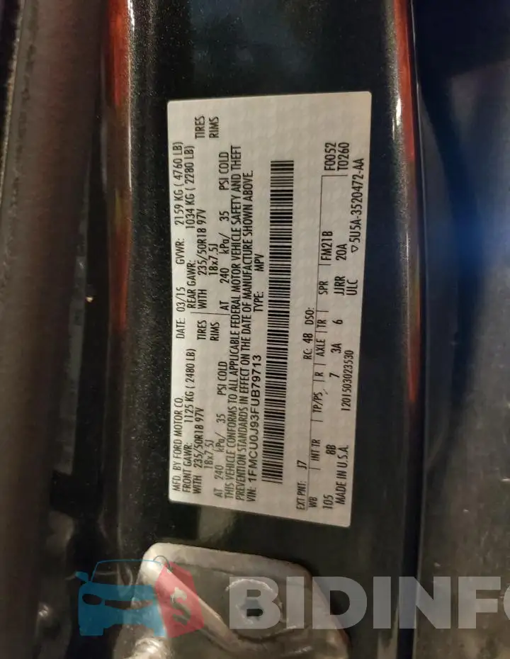 1FMCU0J93FUB79713 Photo# 10