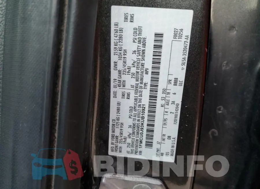 1FMCU0J93KUB10921 Photo# 13