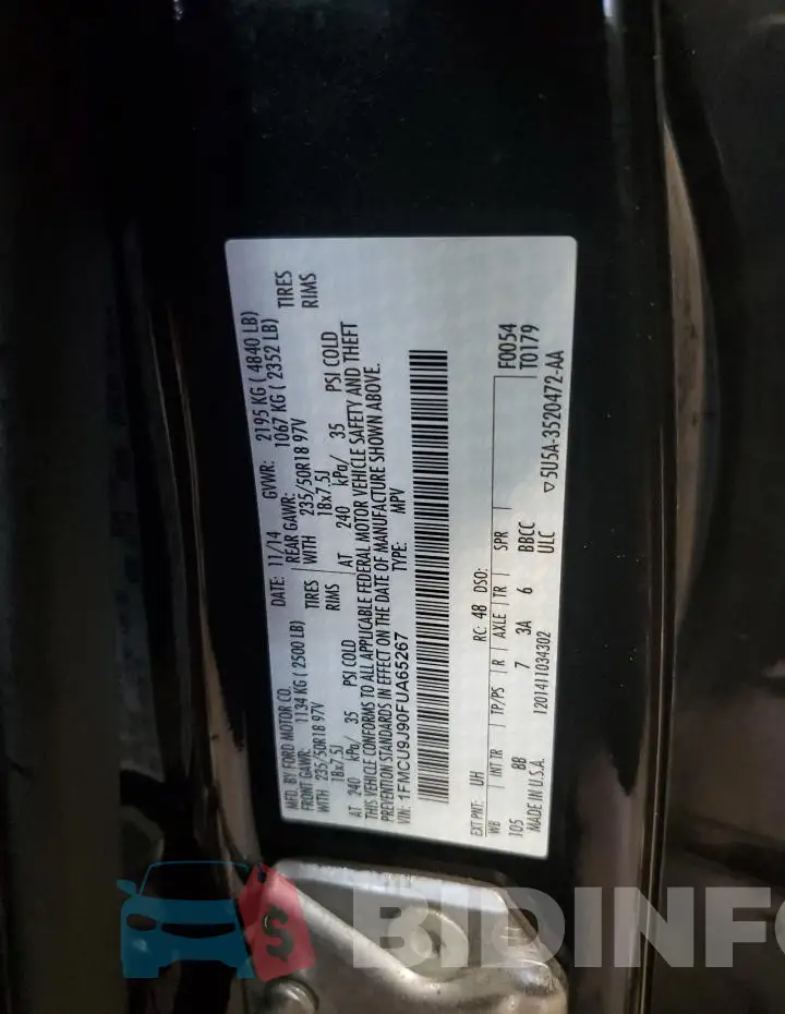 1FMCU9J90FUA65267 Photo# 12