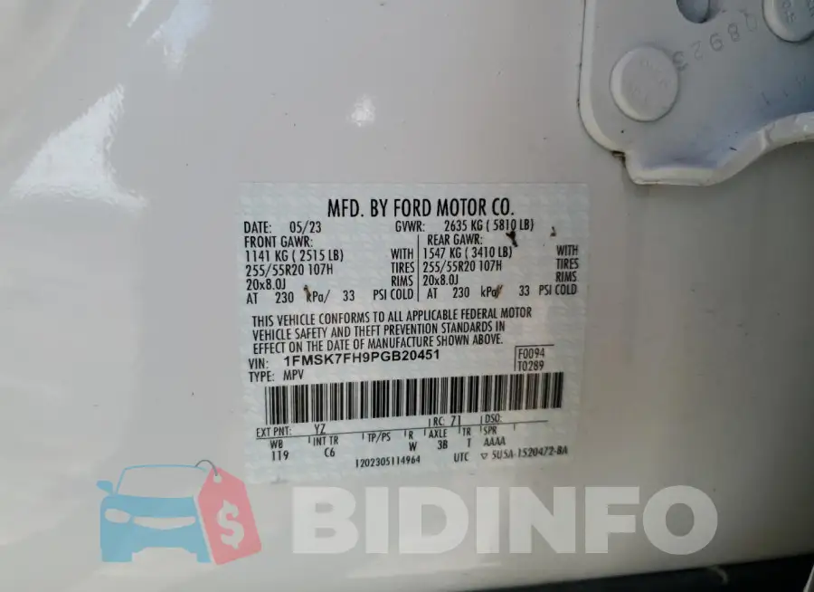1FMSK7FH9PGB20451 Photo# 14