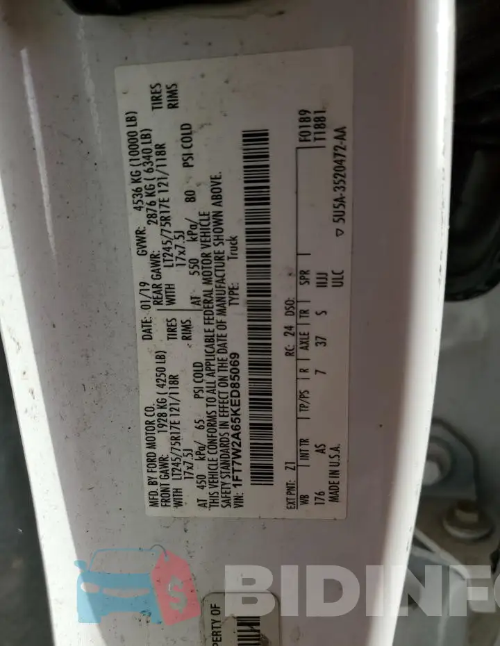 1FT7W2A65KED85069 Photo# 12