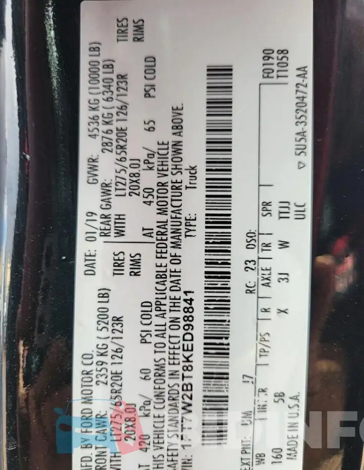 1FT7W2BT8KED98841 Photo# 10