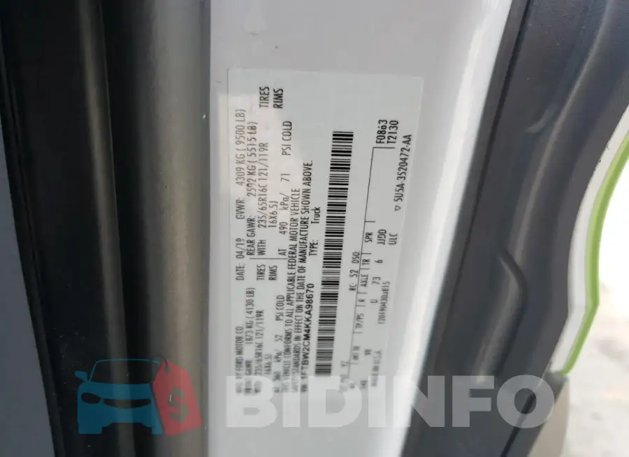 1FTBW2CM4KKA98670 Photo# 13