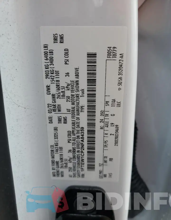 1FTEW1CP2NFA84359 Photo# 12