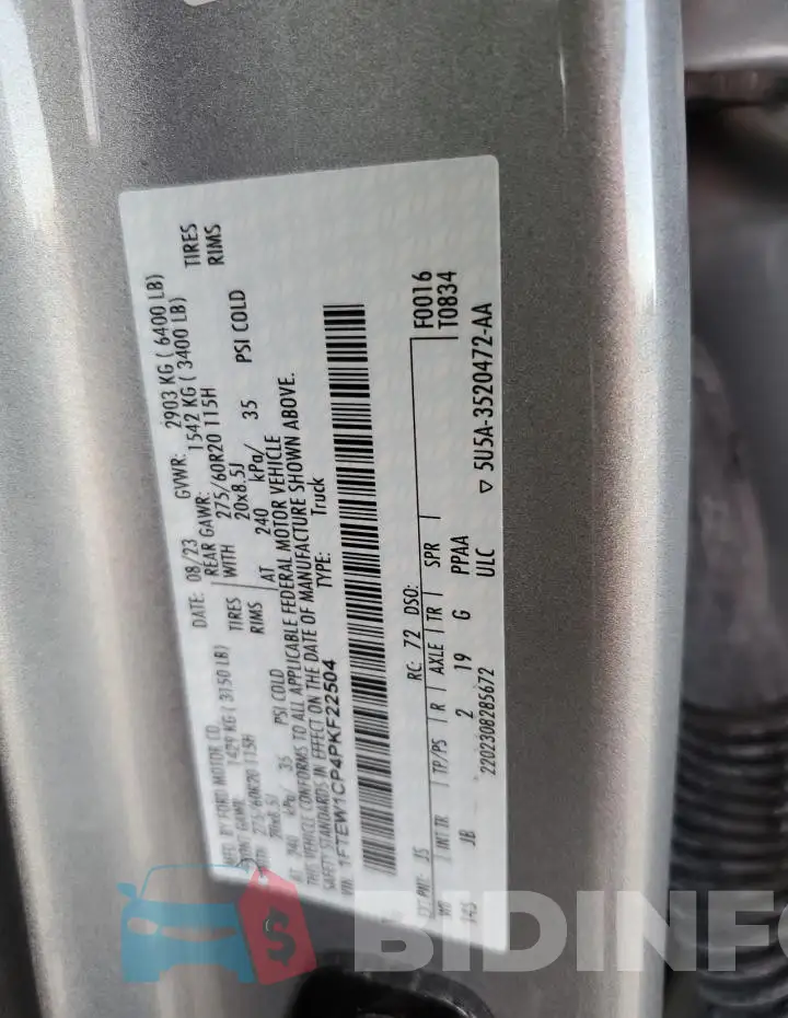 1FTEW1CP4PKF22504 Photo# 13