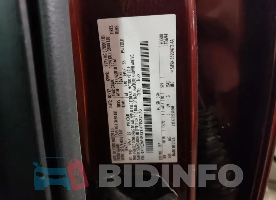 1FTEW1EG1HFB22178 Photo# 12
