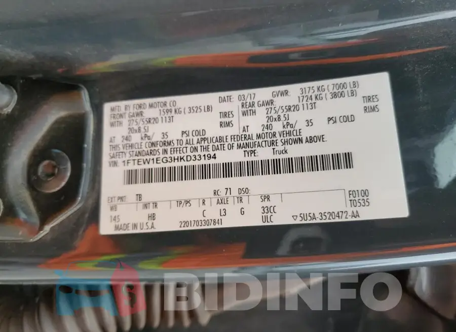 1FTEW1EG3HKD33194 Photo# 12