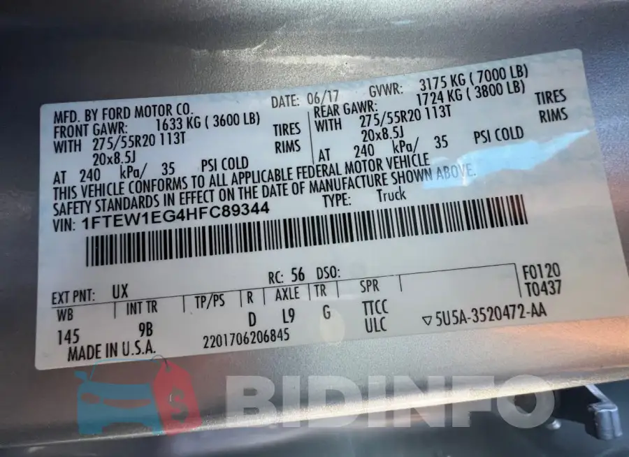 1FTEW1EG4HFC89344 Photo# 10