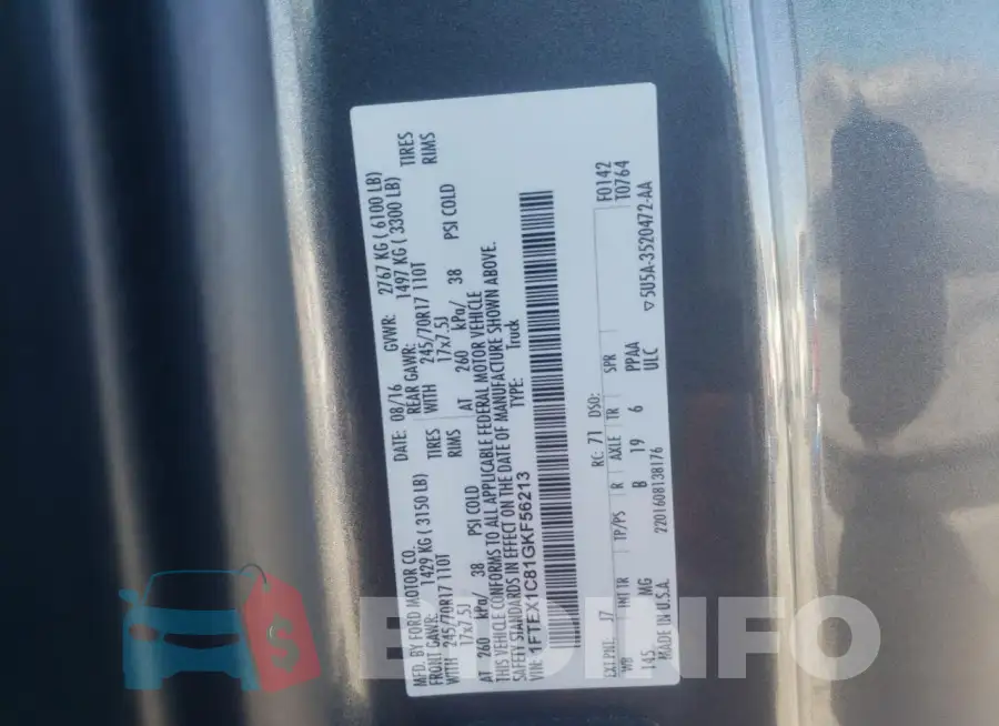 1FTEX1C81GKF56213 Photo# 13