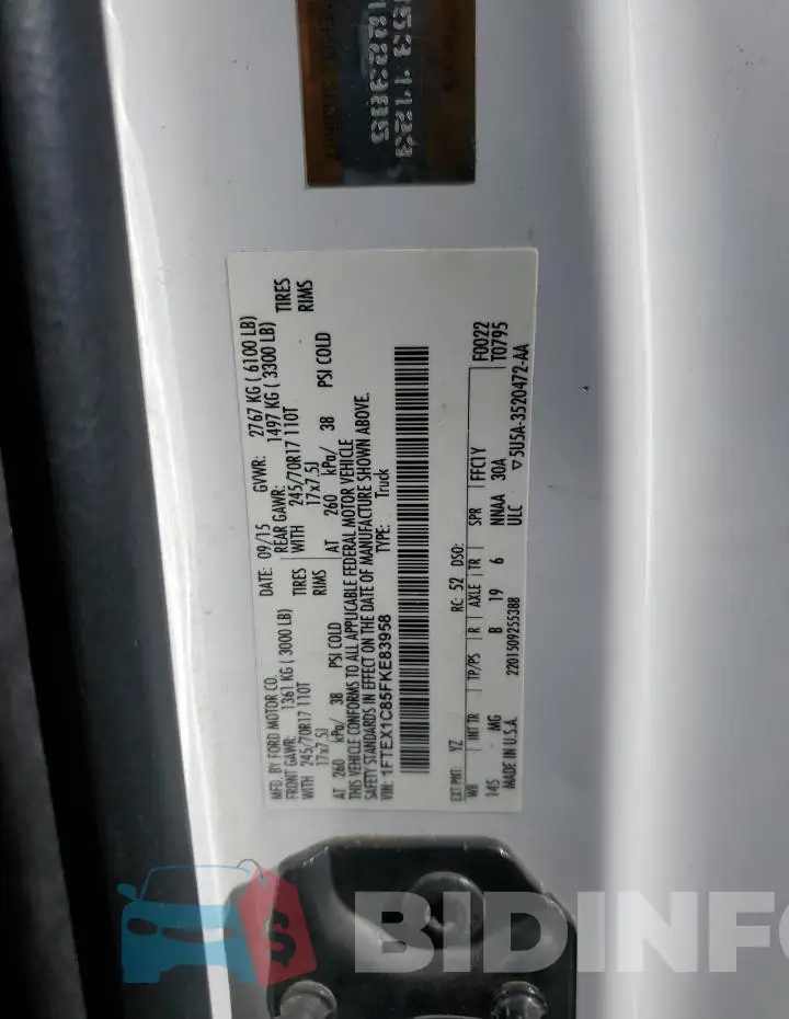 1FTEX1C85FKE83958 Photo# 12