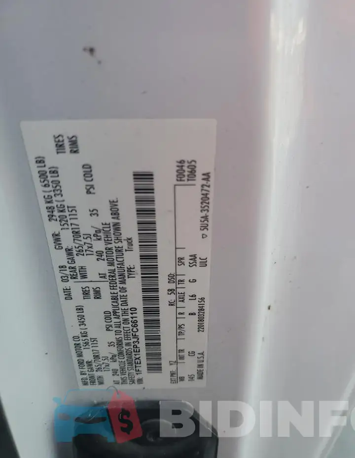1FTEX1EP3JFC66110 Photo# 12