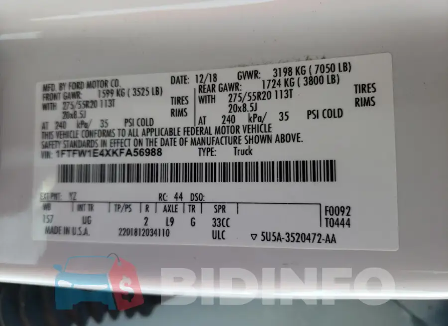 1FTFW1E4XKFA56988 Photo# 13