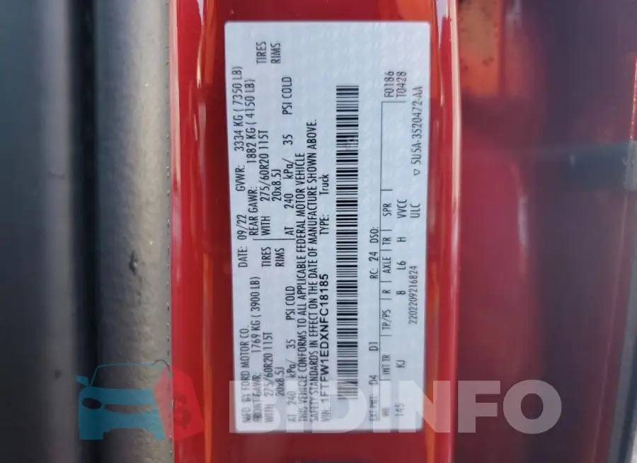 1FTFW1EDXNFC18185 Photo# 13